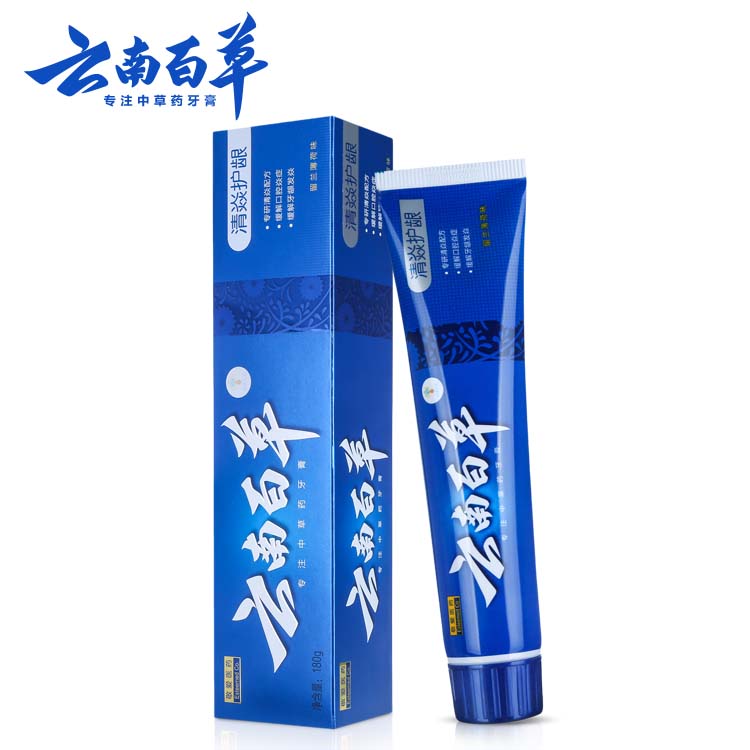 云南百草清焱护龈留兰薄荷味中草药牙膏110g